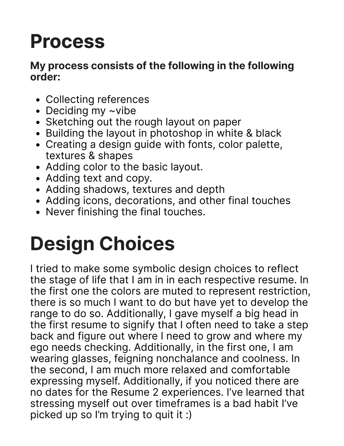 Process notes and design choices
